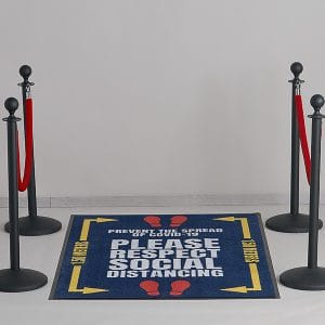 Підлоговий килимок Keep Distance - синій 120 × 180 см
