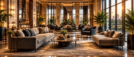 Sunlit Luxury Lobby Lounge