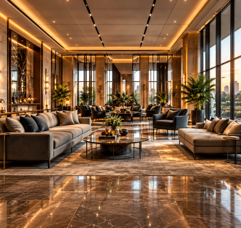 Sunlit Luxury Lobby Lounge